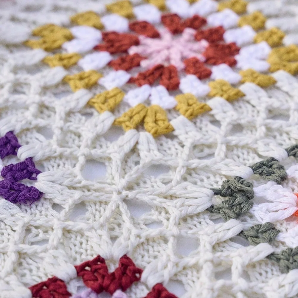 Boho Granny Square Colorful Long Sleeve Top